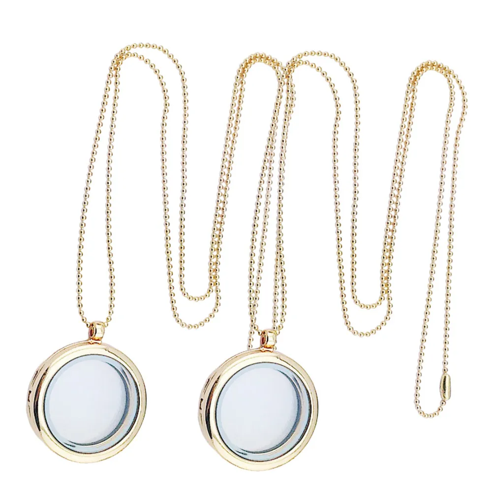 

2Pcs DIY Picture Frame Pendant Tray Alloy Glass Round Necklace Mini Photo Frame Charm for Photo Necklace Jewelry Craft