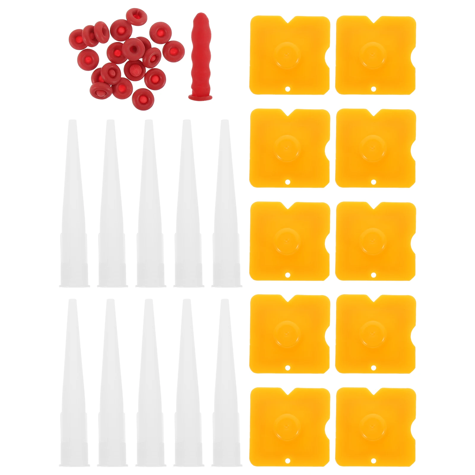 

1 set Caulking Sealer Caps 20 Caulk Cap Covers Yellow Covers 10 Mouth Tubes Applicator Saver Reusable Furniture Parts