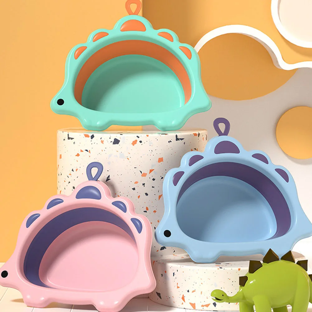 

3pcs Portable Children'S Washbasin Baby Cartoon Washing Basin Foldable For Face Infant Newborn Durable Hanging Design With Hook
