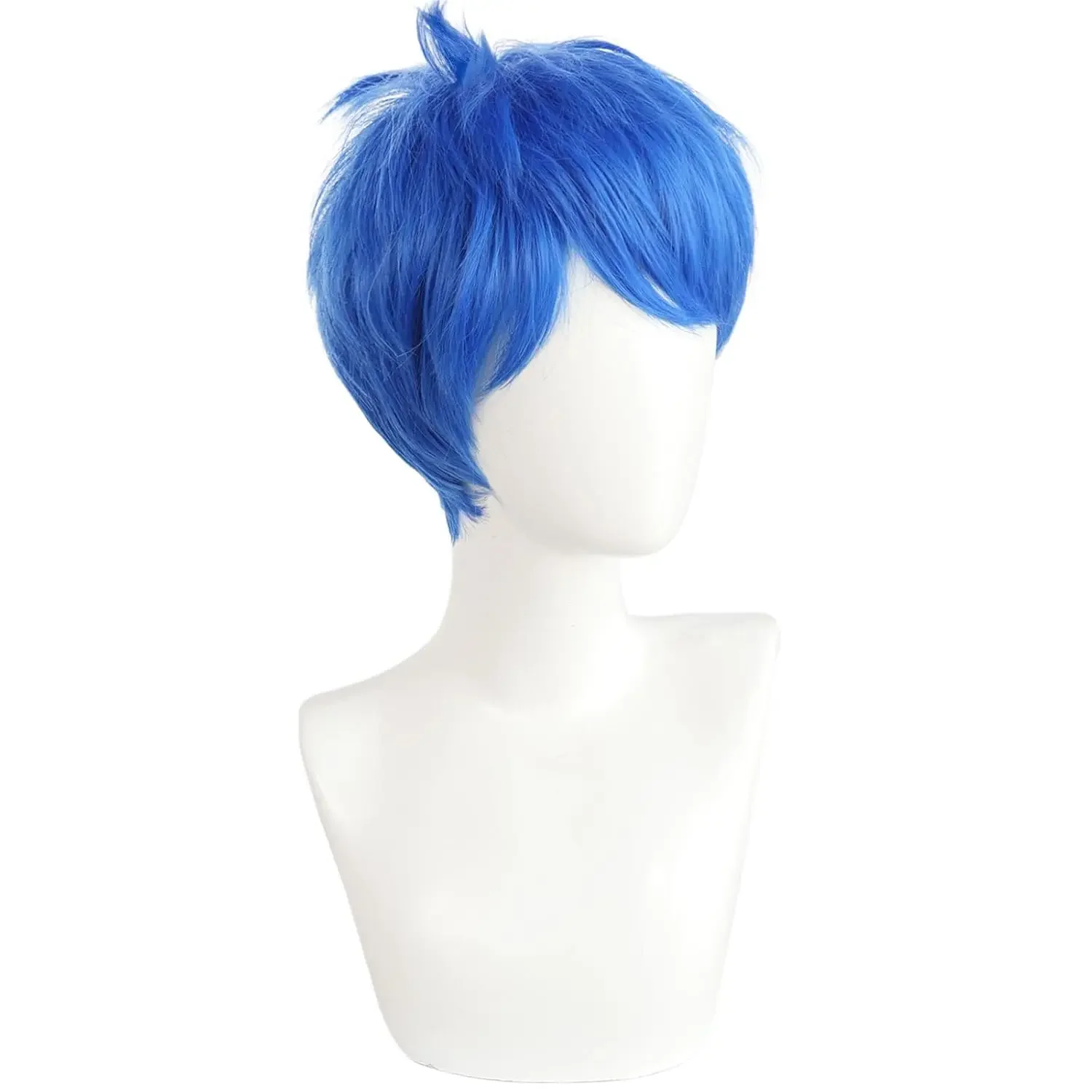Joy Inside Out Cosplay-Perücke, blaues kurzes Haar, glattes Haar mit Pony für Frauen, Anime Cos, perfekt für Halloween-Party-Perücken