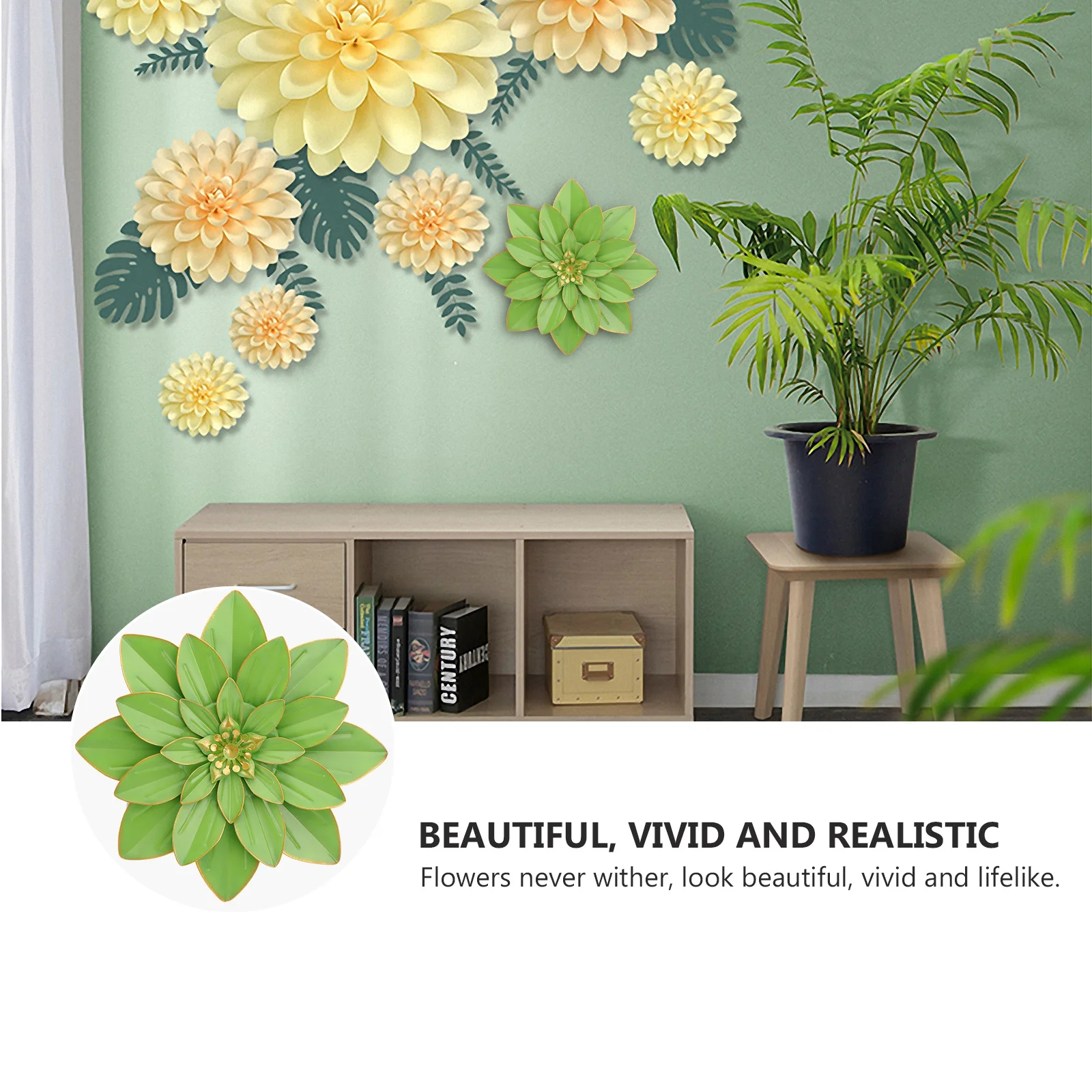 

1pc Simulation Flower Craftwork High-Quality Metal Imitation Succulent Wall Hanging Decor For Home Party Wedding Indoor