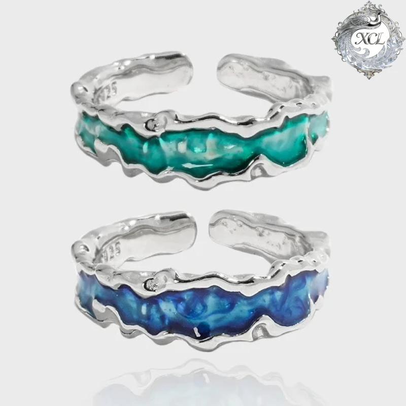 

Кольцо XCL из 100% стерлингового серебра S925 с эмалью, оригинальное новое кольцо в китайском стиле, подарок для женщин с национальным дизайном и текстурой