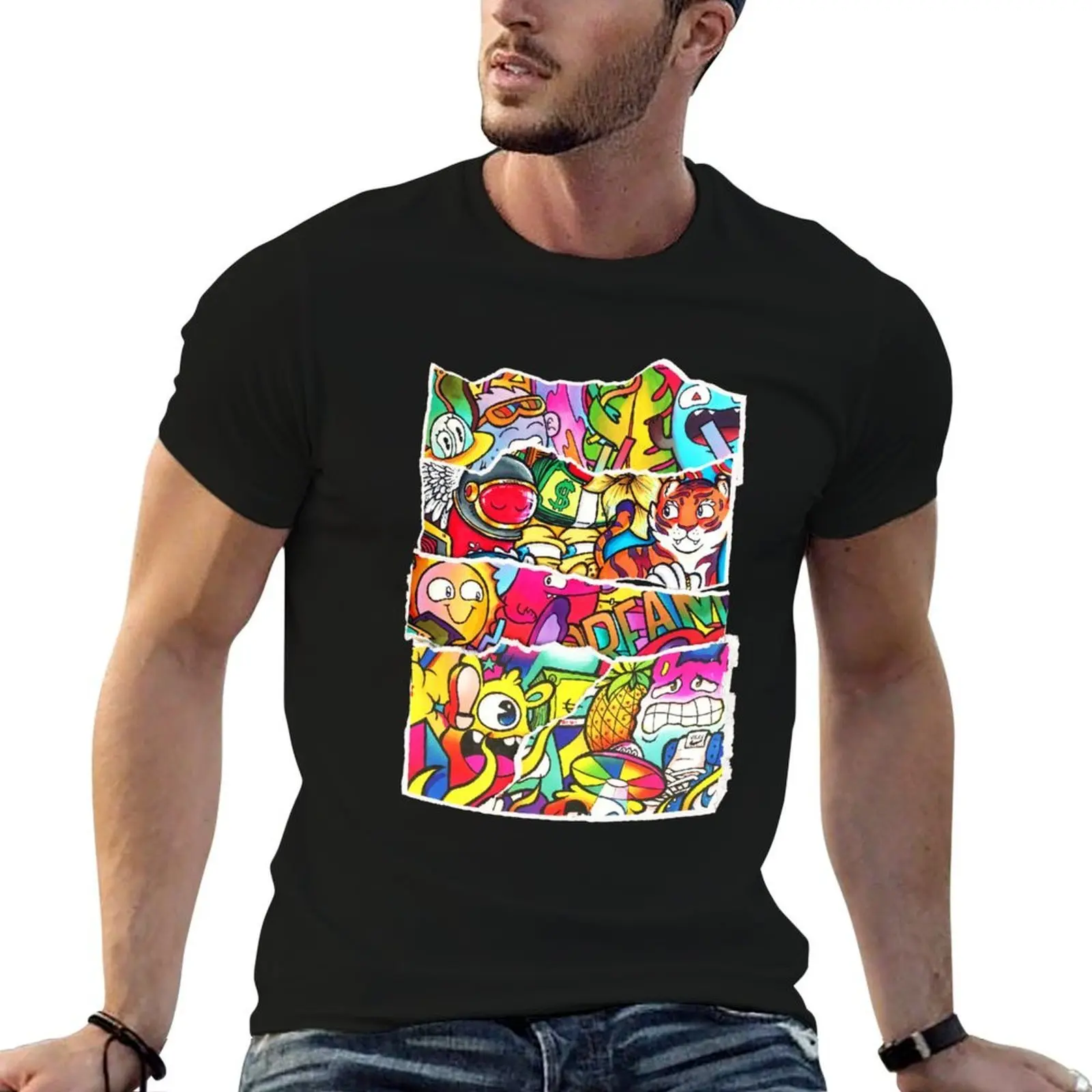 

soft , Vexx Doodles shirts of Collage side, t Collage T-Shirt Vexx Doodle cotton Doodle Vexx Collage man back for