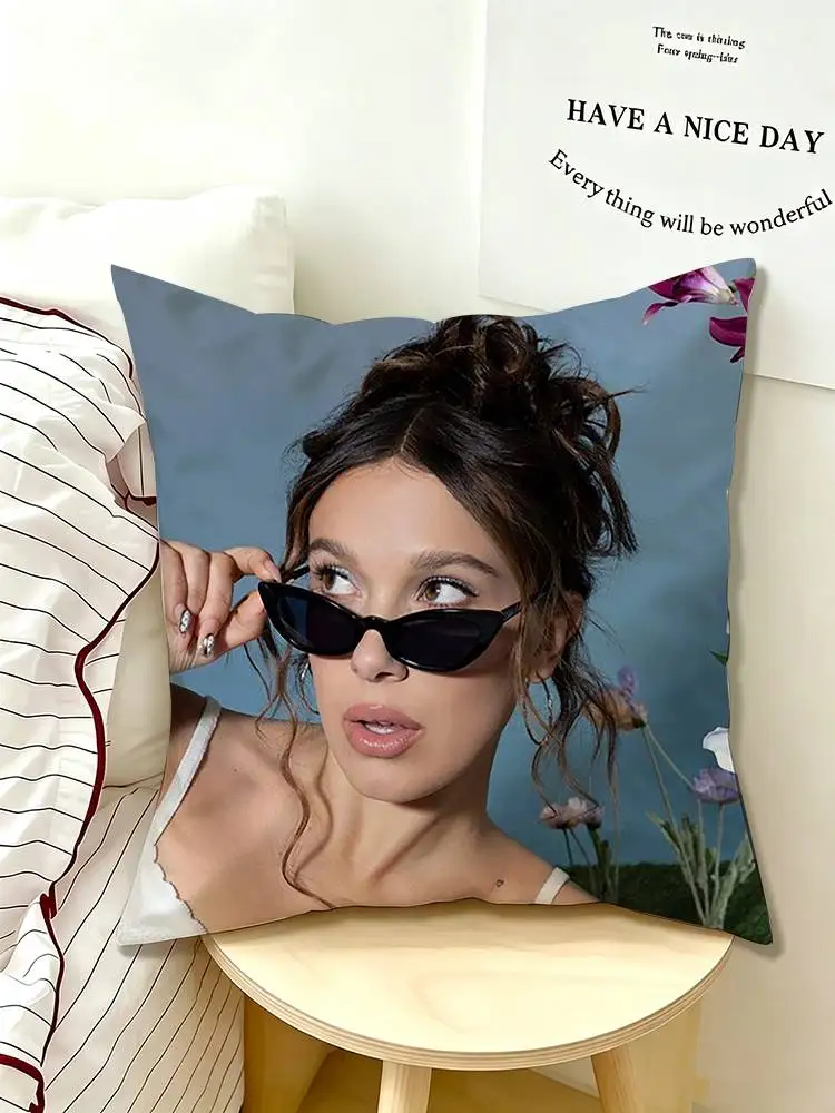 Movie Star Millie Bobby B-Brown  Pillow Case Pattern Printed Pillowcase For Living Room Sofa Cushion Cover