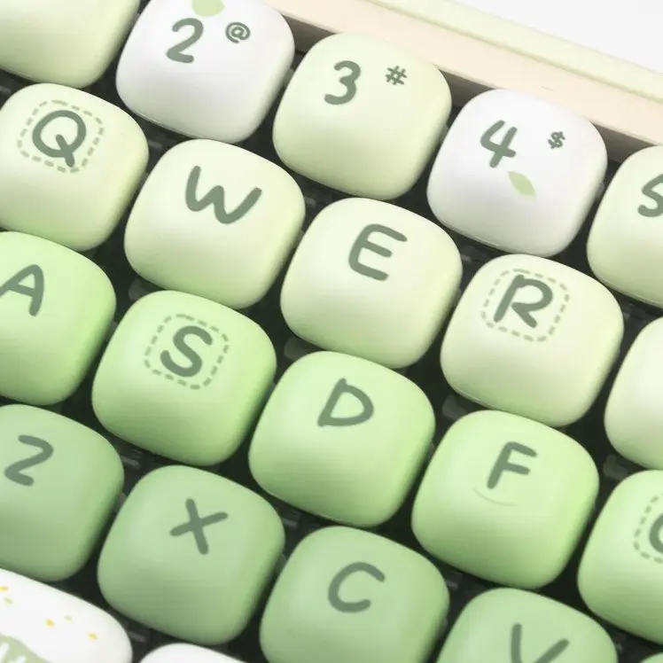 

140 Keys Cute Keycaps MOG Summer theme Keycaps PBT for Girl Cute Green Key Caps Dye-Sub Mechanical Keyboard 6.25U Split Space