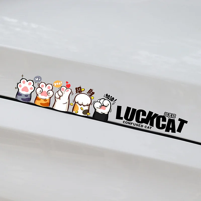 JDM Lucky Cat's Paws Lifted Ho Car Stickers Vinyl Auto Kitten Vehicle Decal Cute Graphic Window Bumper Trunk Stylish Accessories