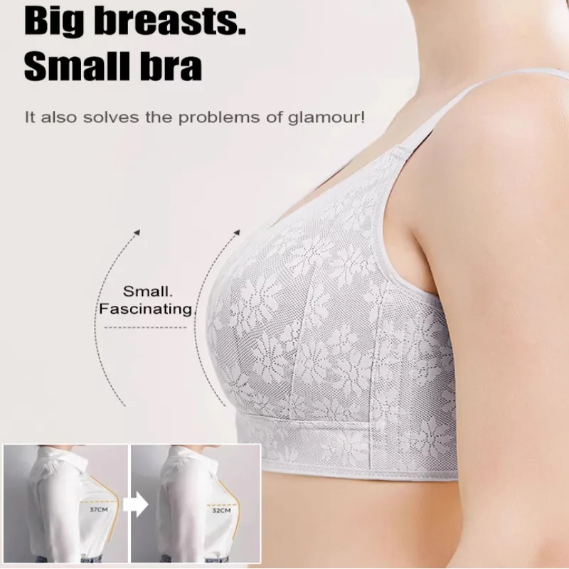 Veimia Large breasts steel ring underwear girls sports bib thin cup sponge-free full-cup top support bra bra anti-bump point