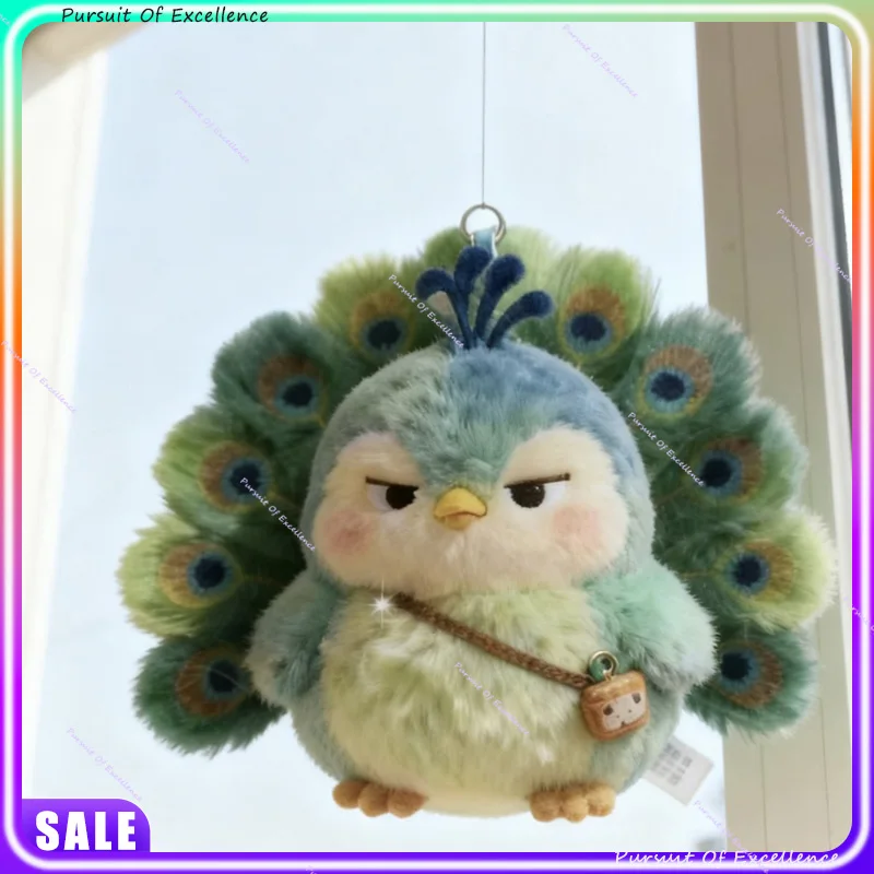 2026 Peluche postlard verde pavone - Simpatico portachiavi zaino con espressione fantastica, regalo di amico di alto valore per le vacanze