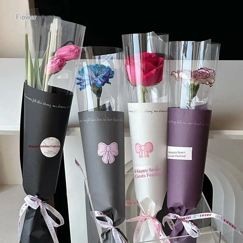 Envoltorios de flores de 20 piezas, bolsa transparente colorida, envoltorio de ramo individual para ramo de flores, envoltorio impermeable para regalo DIY