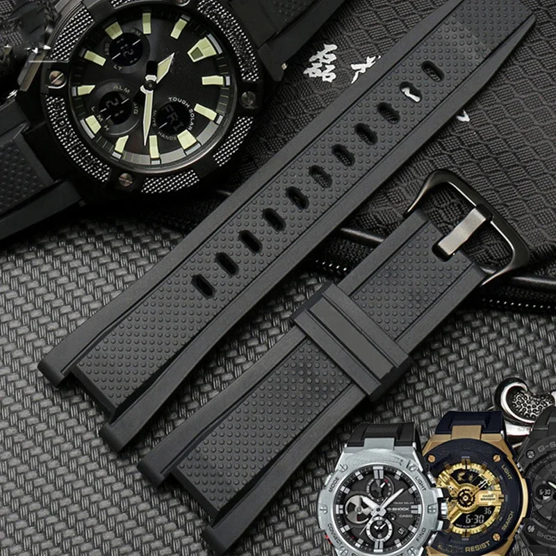 Resin Watch Strap for Casio G-Shock GST-W120L S130L S310 B100 GST-W100G Men Rubber Wrist Band Bracelet GST Series 26-14mm