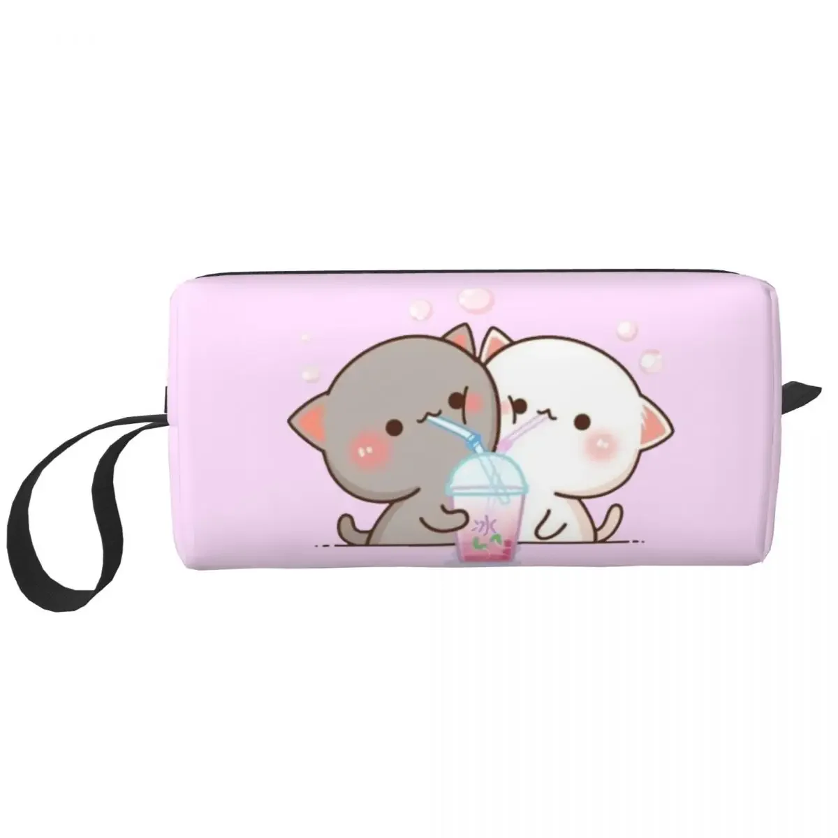 

Custom Travel Couple Mochi Cat Peach and Goma Toiletry Bag Cute Makeup Cosmetic Organizer Women Beauty Storage Dopp Kit Box