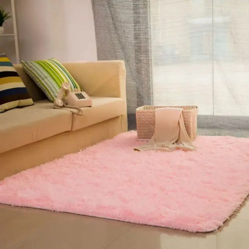 VIKAMA Silk Wool Solid Color Living Room Carpet Bedroom Bed Bay Window Coffee Table Room In Front Of Bed Cushion Home Decoration