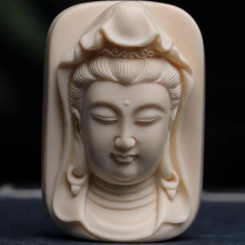 Hand-Carved Bodhi Fruit Guanyin Pendant - 2.05*1.38