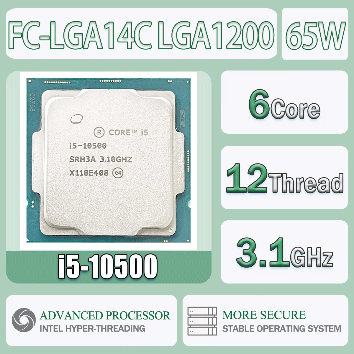 

Intel Core I5-10500 3.1GHz 6Core 12Thread CPU Server L2=1.5M L3=12M Cache Up To 4.50 GHz 65W I5 10500 Socket FC-LGA14C LGA1200