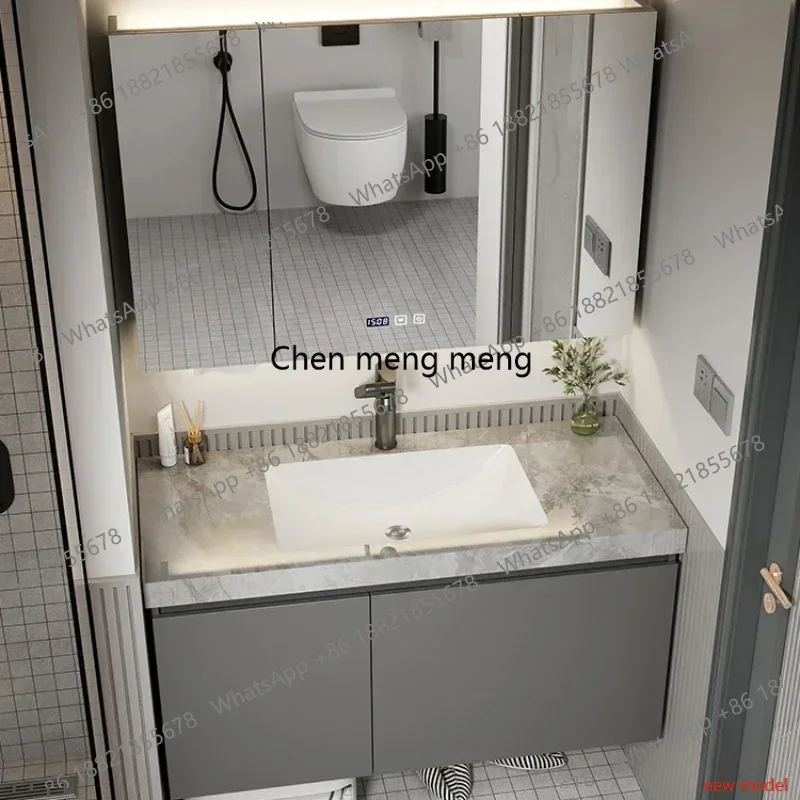 

Многофункциональный угловой мобильный шкаф для ванной комнаты с зеркалом, раковиной и полками, мебель для санузла