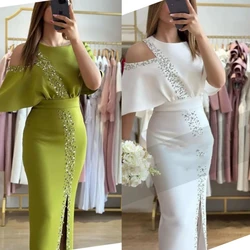 Customized  Ball   Jersey Beading Celebrity A-line O-Neck Bespoke Occasion Gown Midi es Saudi Arabia