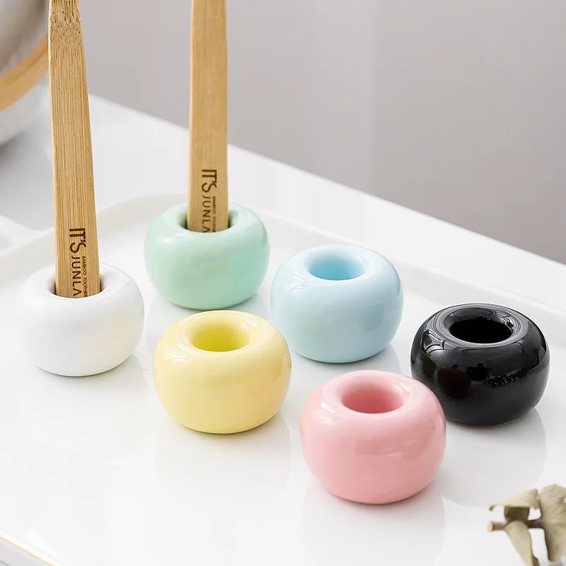 1Pc Mini Ceramics Handmade Toothbrush Holder Stand for Bathroom Vanity Countertops,Toothbrush Head Holder and Office Pen Holder