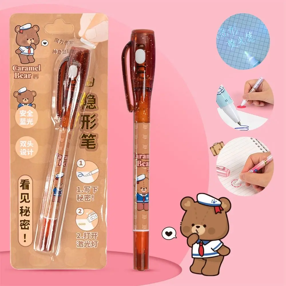 Mysteriously Disappearing Cute Invisible Marker With Small Light Gel Pen Invisible Ballpoint Pen Double Head Led UV Lamp