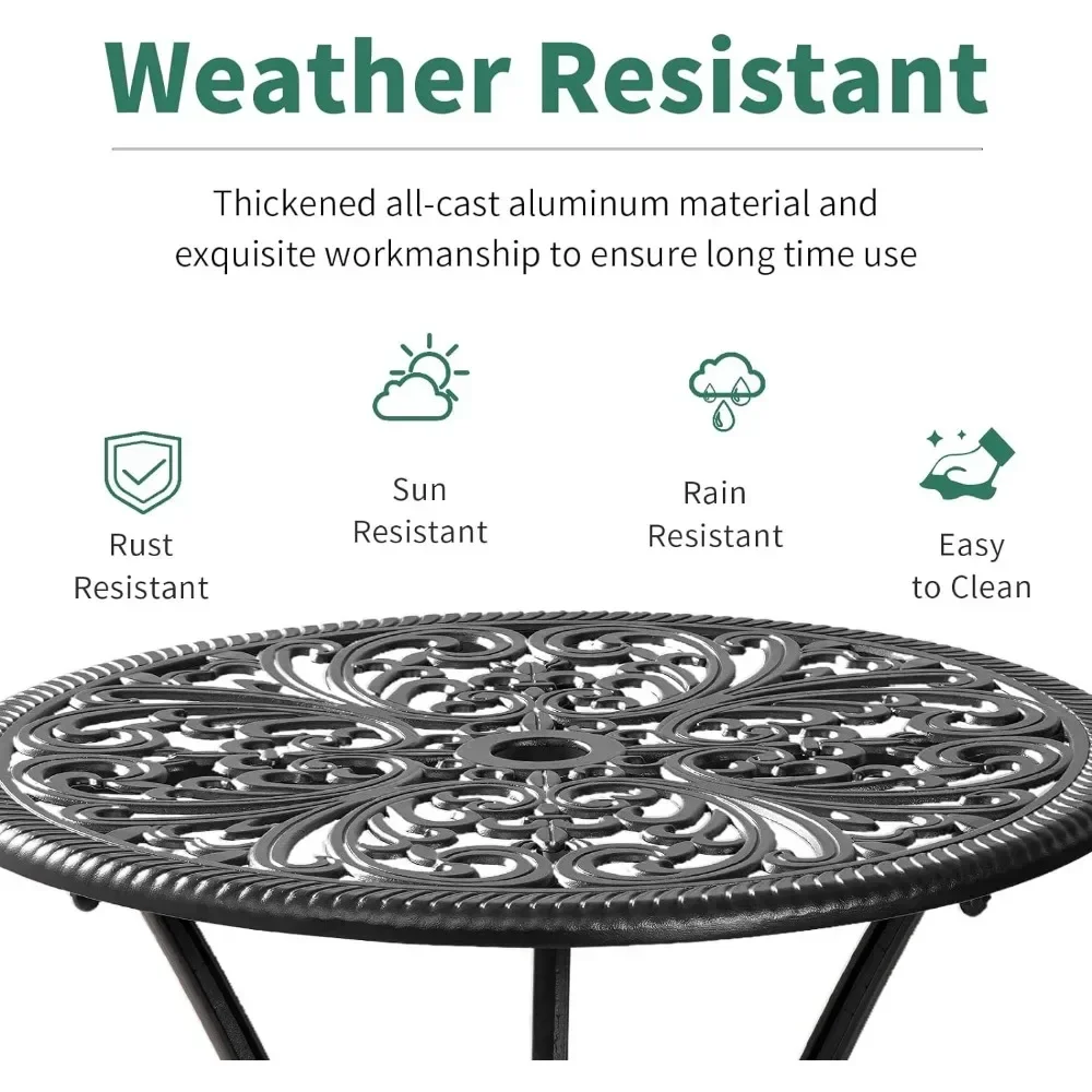 우산 구멍이 있는 야외 파티오 가구 세트, 비스트로 테이블 및 의자 세트, 전면 베란다 세트, 무료 배송