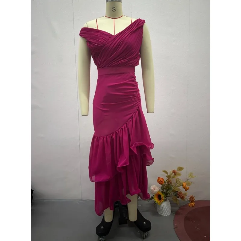 Sukienka damska Sweet Wind Sukienka w jednolitym kolorze Wysoka talia Bez rękawów Elegancki temperament Dojazdy do pracy Lato Nowe produkty