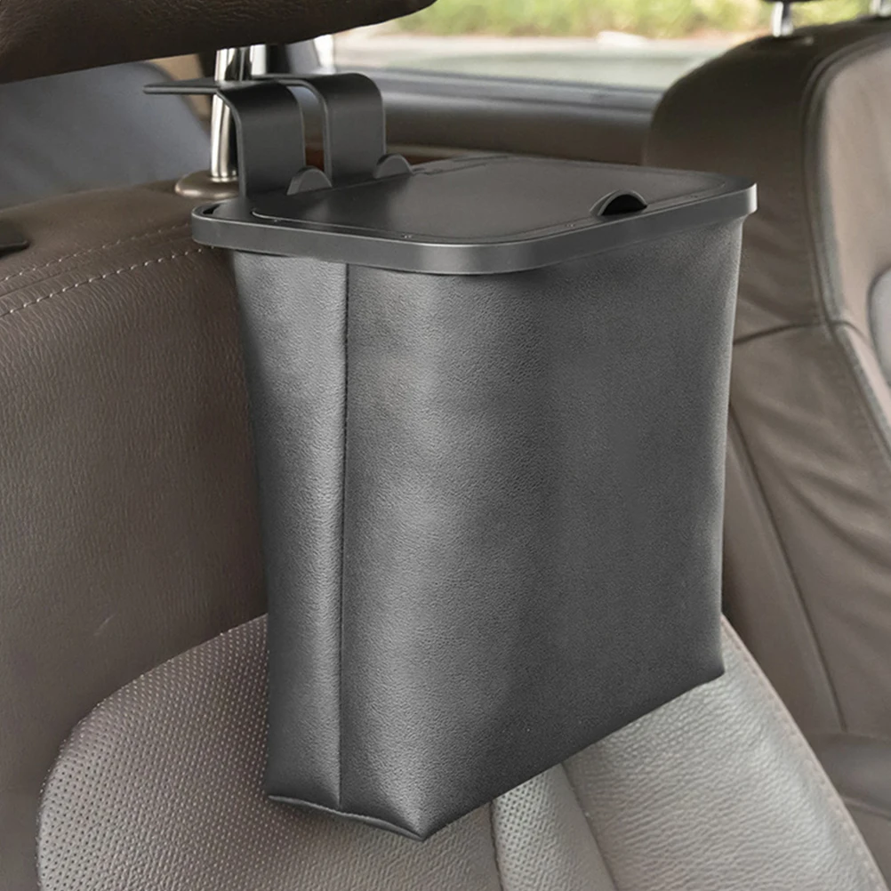 

1 set Car Trash Bin Vehicle Garbage Can Hanging Foldable Storage Basket ABS Lightweight Practical Easy Store Use Car
