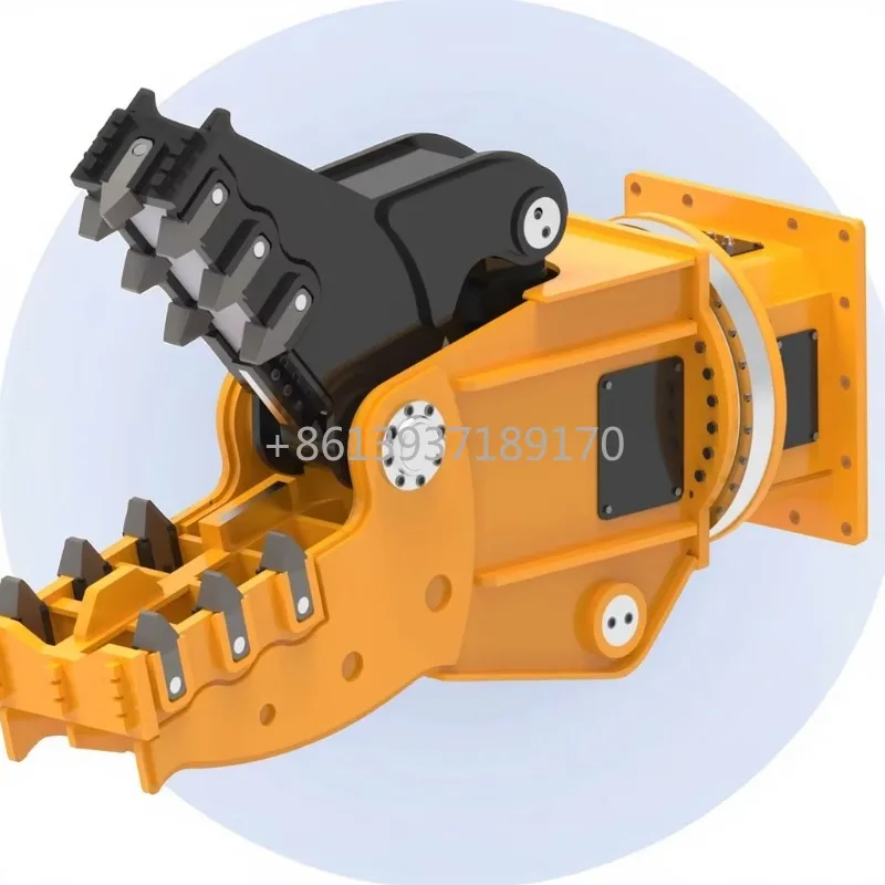 Excavator Attached Hard Stone Crushing Crusher Demolition Attachment Hydraulic Concrete Rotary Pulverizer