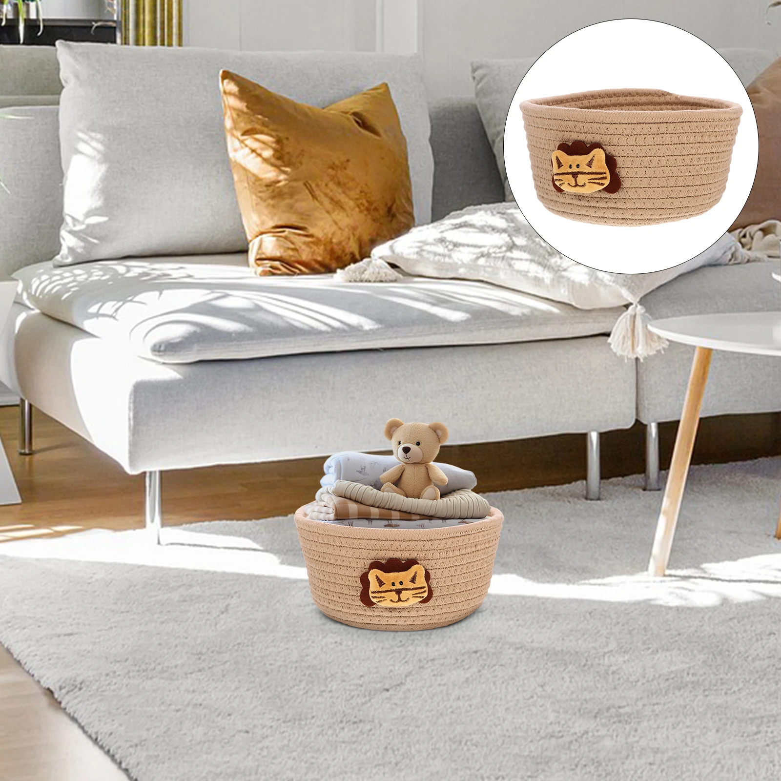 

Handwoven Organizer Woven Desktop For Snacks Sundry Bedroom Small Cotton Rope Desktop Organizer Cotton Rope Weaving Basket Woven