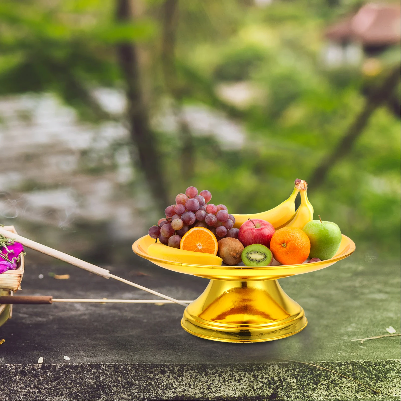 

2 Pcs Lotus Tray Temple Decoration Fruit Plate Brass Decorative Supplies