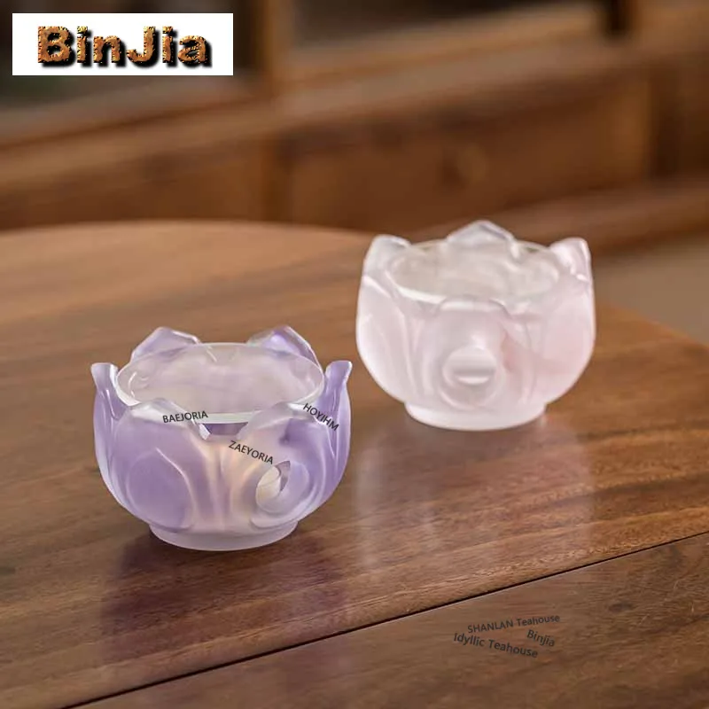 Coloured Glaze Glass Lotus Tea Warmer Holder Alcohol Burner Stove Kettle Stand Baked Milk Jar Carbon Furnace Tableware Ornaments