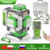 Huepar 고정밀 ±2mm/10m 4D 크로스 라인 레이저 레벨 및 수신기 셀프 레벨링 녹색 레이저 도구 8000mAh 리튬 이온 배터리 및 브래킷 1