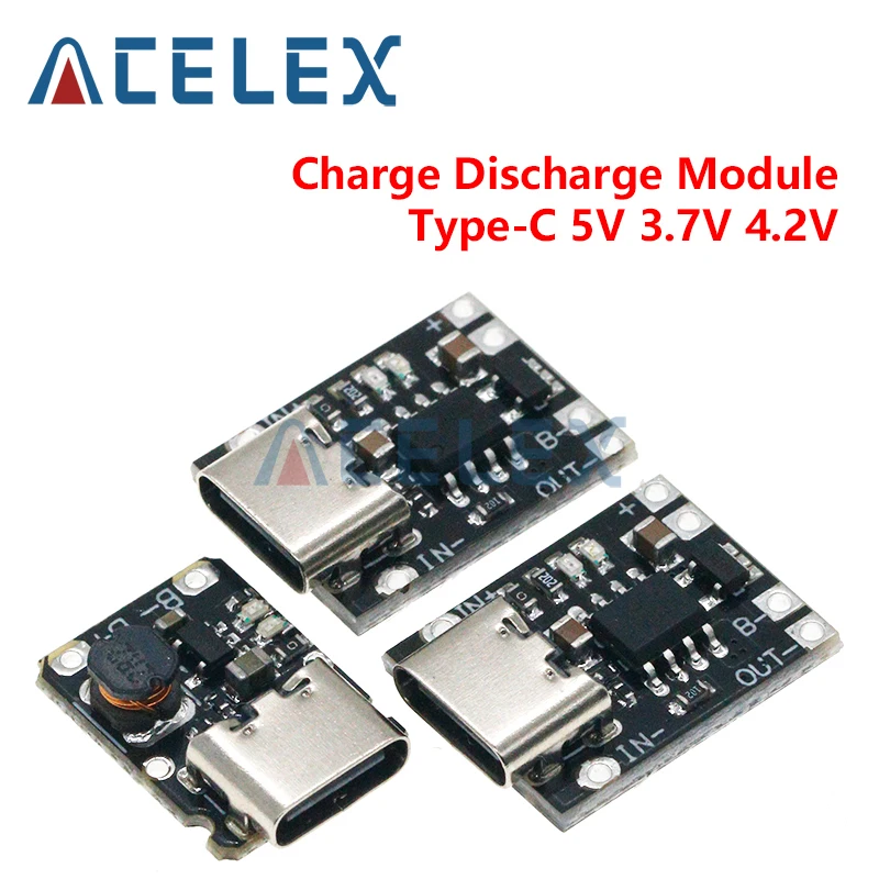 TP4057 1A lithium battery charging board module Polymer battery Type-C port with protection,over TP4056