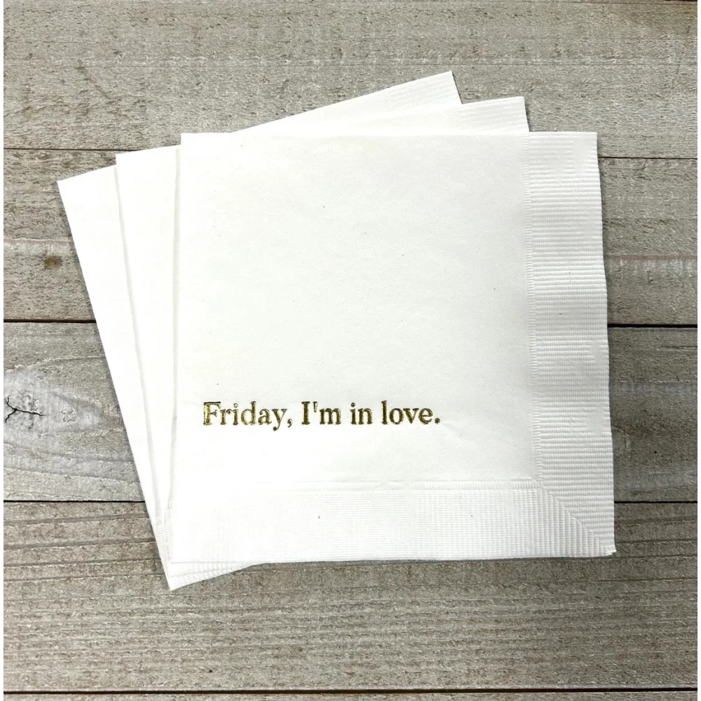 

50 Friday, I'm in love napkins Friday I'm in love beautiful letterpress napkins Wedding Napkins Cocktail Beverage Size Napkins