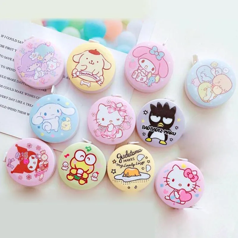 20pcs/lot Sanrio Soft Tape Measure Melody Kuromi Kitty Little Twin Stars Ruler Drawing Tool Promotional Gift School Supplies