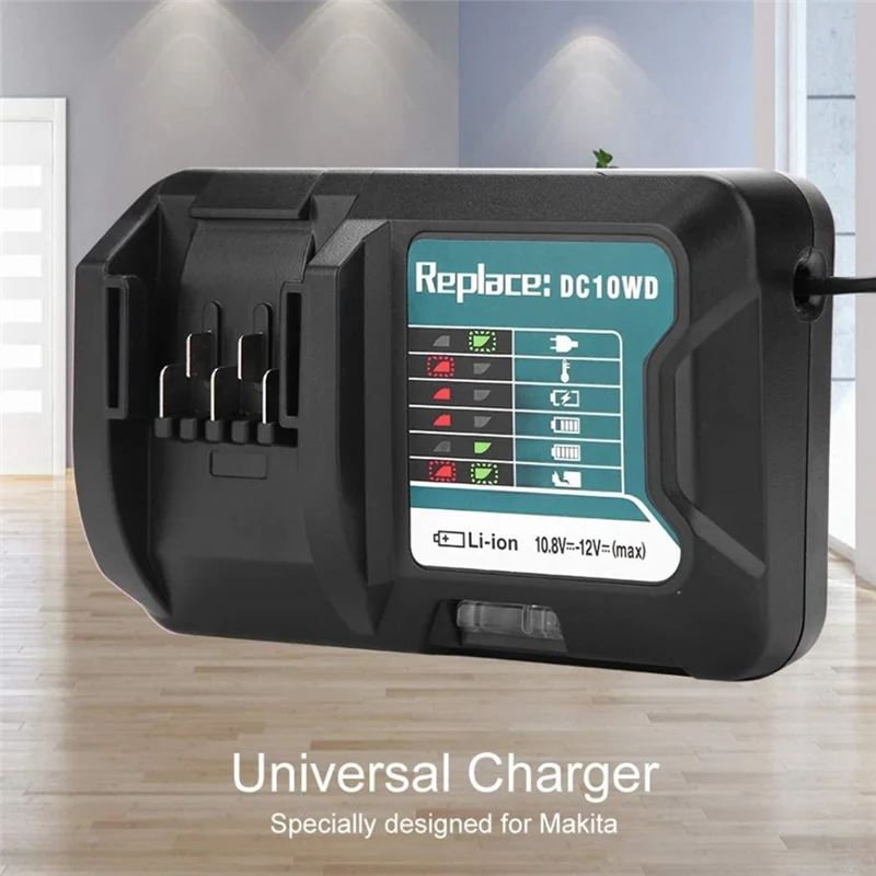 

ABBO-DC10WD Charger Replace for MAKITA Battery 10.8V 12V BL1016 BL1040B BL1015B BL1020B BL10DC10SA CL107FDWY CL107DWM US Plug