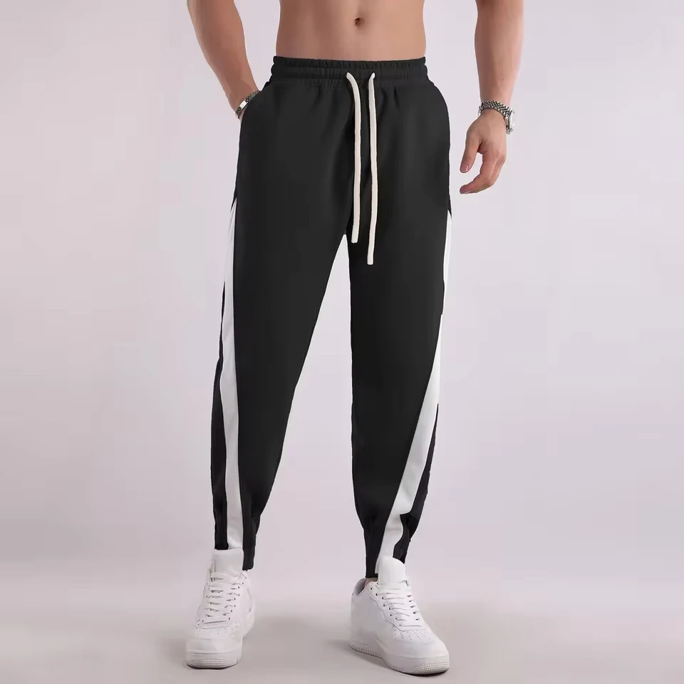 

2025 Spring Autumn Men'S Sports Pants Male Loose Fitting Leggings Patchwork Running Training Pants Casual Fashion Trousers