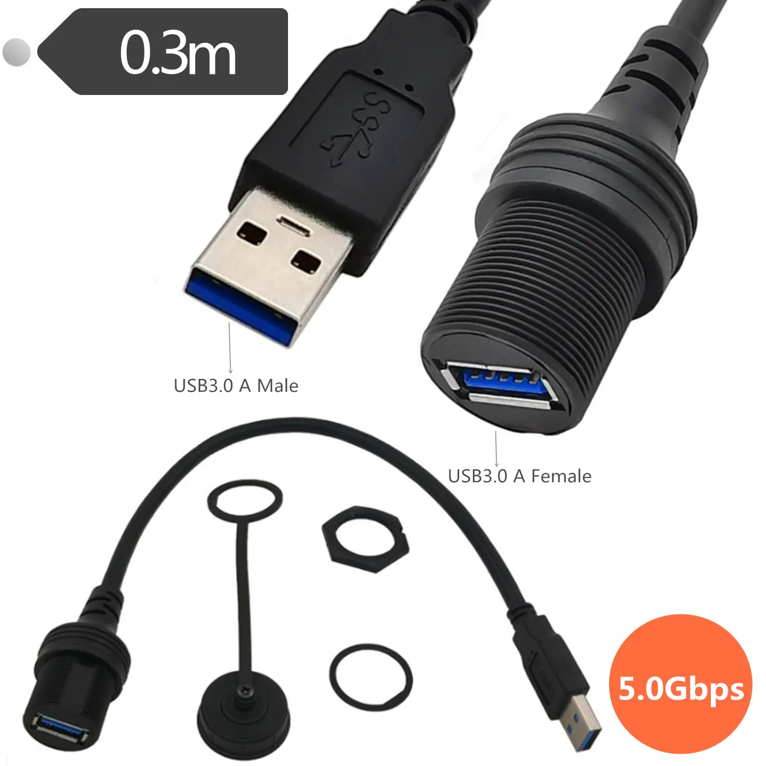 

Водонепроницаемый удлинитель с одним портом USB 3,0 для автомобиля, грузовика, лодки, мотоцикла
