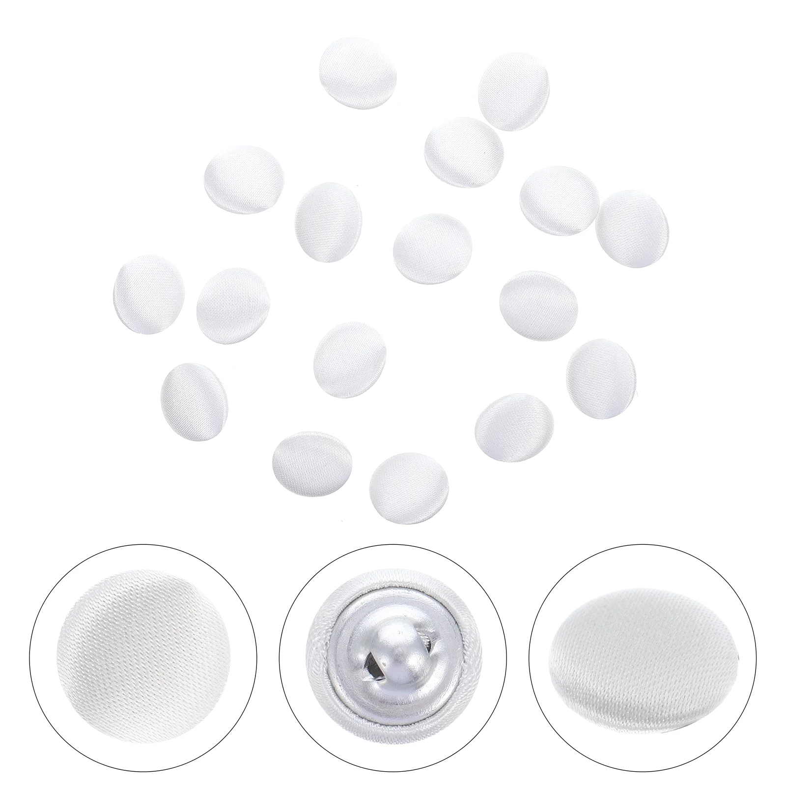 

15 Pcs Women's Suiting Buttons for Suits Gowns White Satin Bridal Set Cloth DIY Miss Fabric Covered