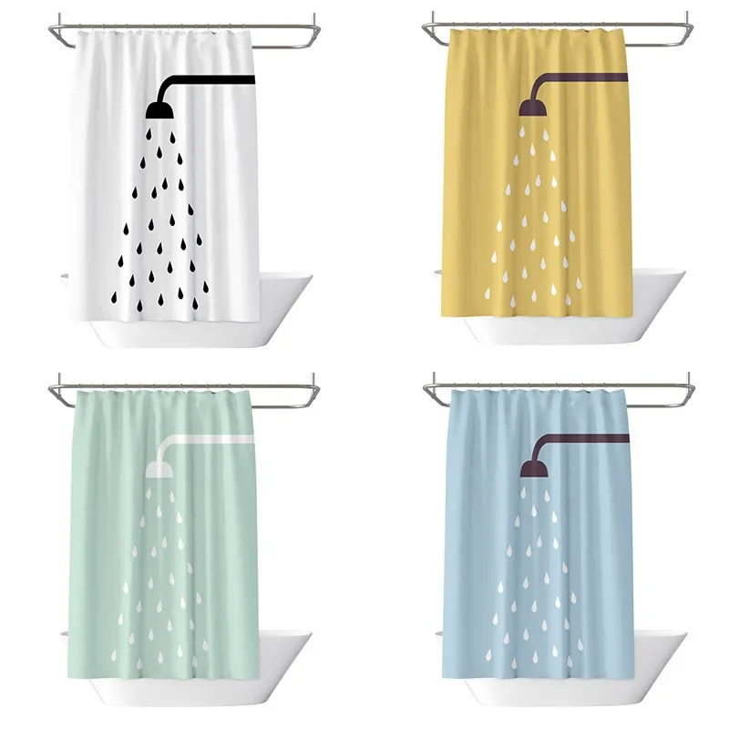 Nordic Modern Minimalist Polyester Waterproof Shower Curtain Cloth Partition Shower Curtain Bathroom Supplies To Send 12 Hooks