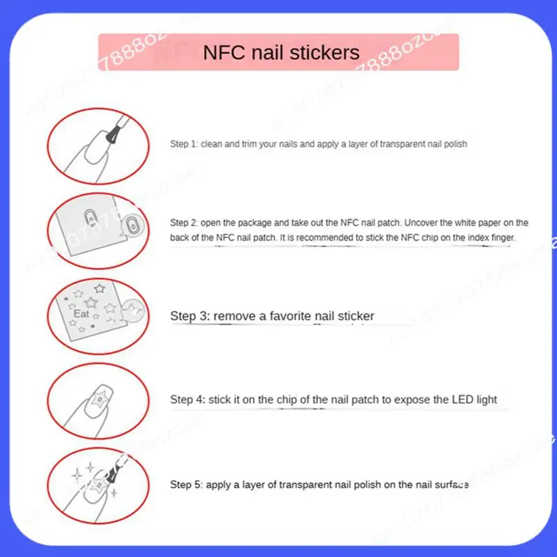 

A26P 5 шт. NFC наклейка для ногтей светодиодный голый чип интеллектуальная светящаяся лампа для ногтей наклейка для ногтей улучшение