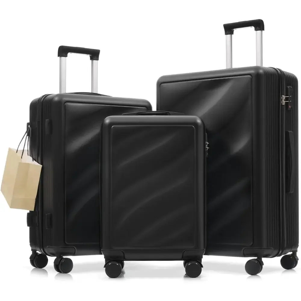 3-Piece Lightweight Durable ABS Luggage Set with Spinner Wheels and TSA Lock, Ideal for Carry-on and Checked Travel