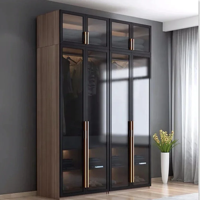 

-Modern Wooden Modular Latest Design Bedroom Furniture Cloth Storage Sliding Open-Door Wardrobe Cabinet