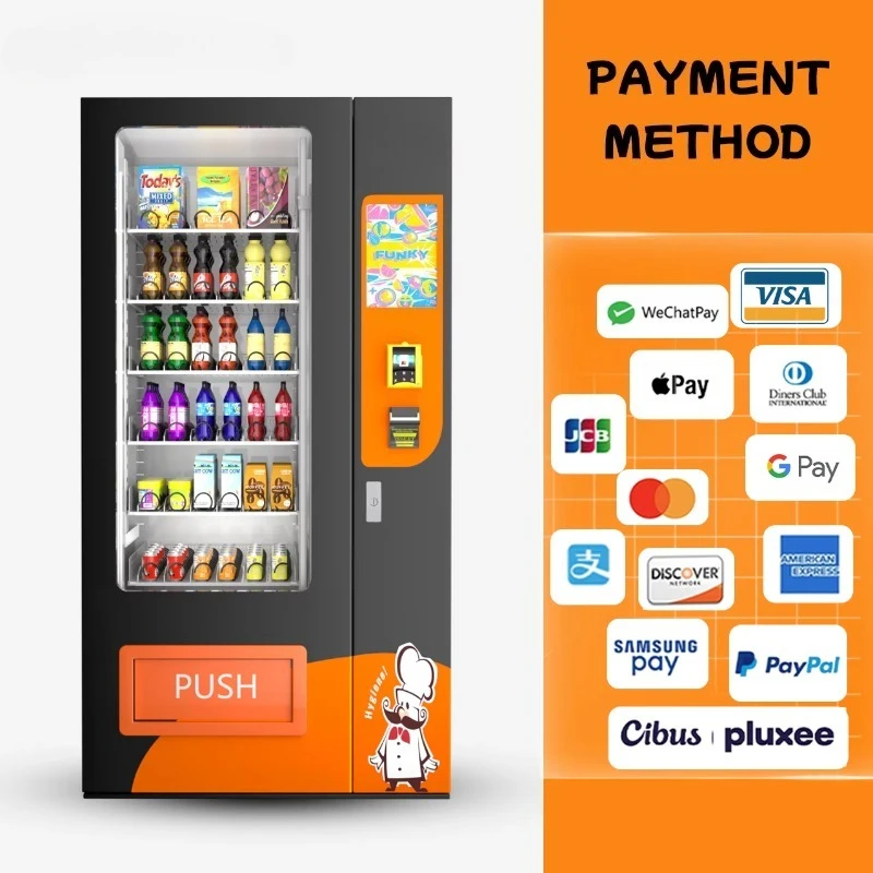 آلة بيع المشروبات المجمدة المخصصة مع بطاقة الائتمان والنقود الدفع المفتوح اللوحة الرئيسية SDK آلة بيع المواد الغذائية والوجبات الخفيفة المخصصة