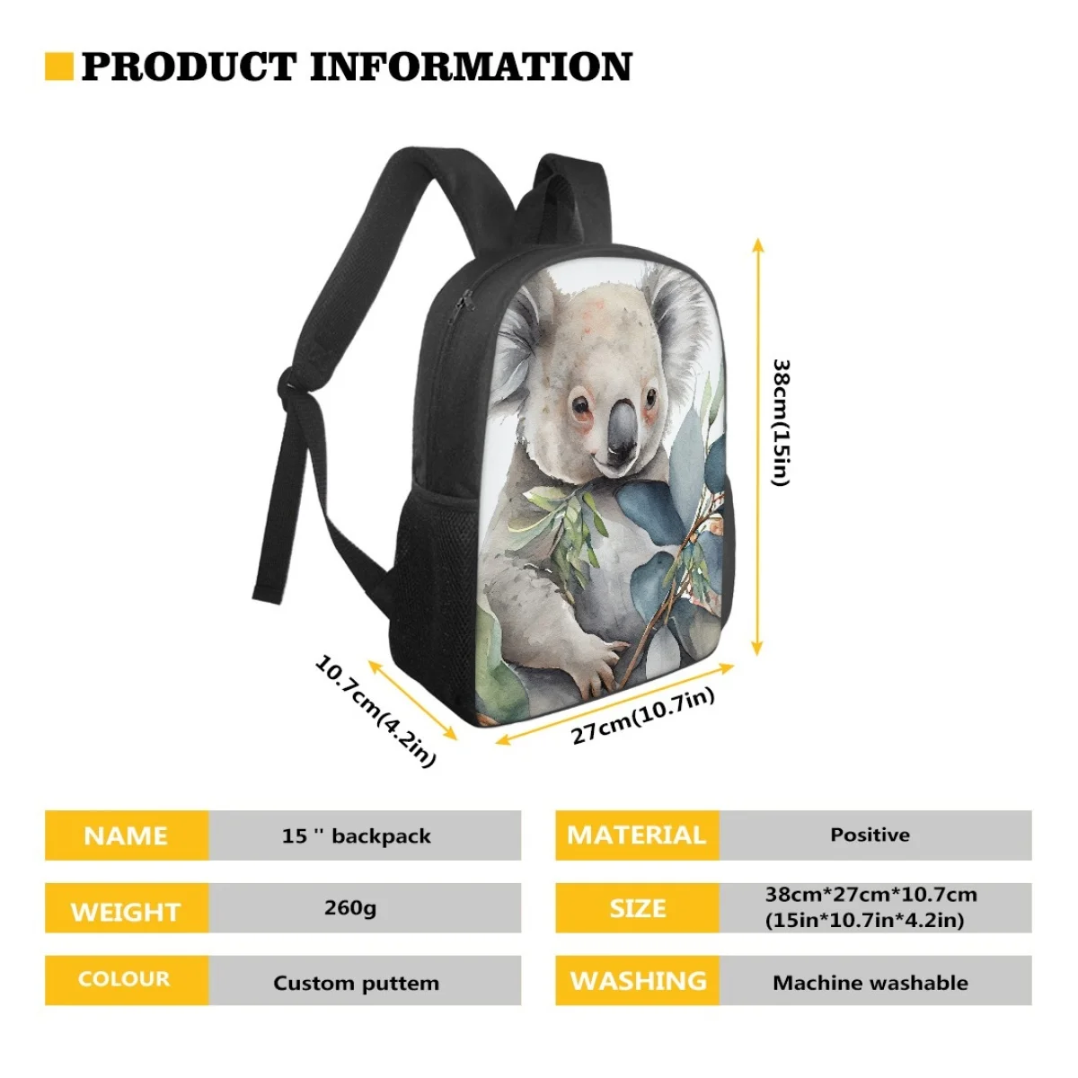 Cute Koala 3D Print zaino per bambini bambini Bookbag Kindergarten Kawaii zaino Fashion Simple Student School Bags Boys