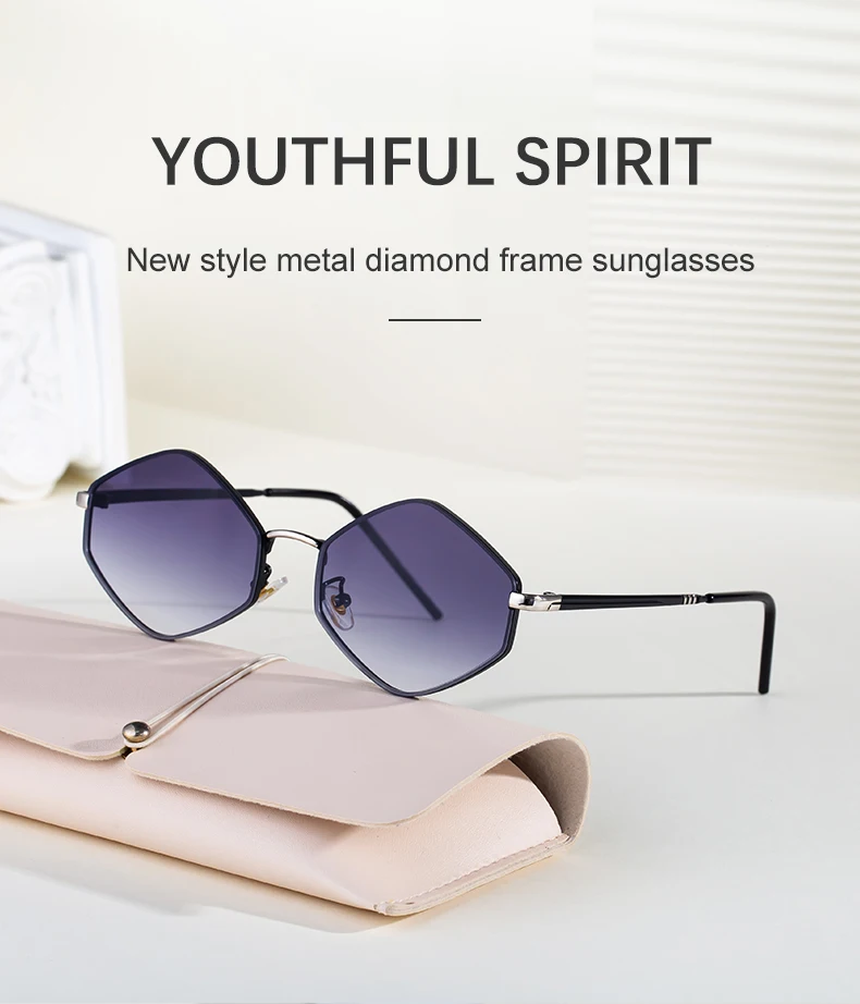 Kleine Rahmen Hexagon Punk Sonnenbrille Frauen 2026 Luxus Marke Vintage Retro Polygon Sonnenbrille Für Damen UV400 Schutz Shades – Detail 4