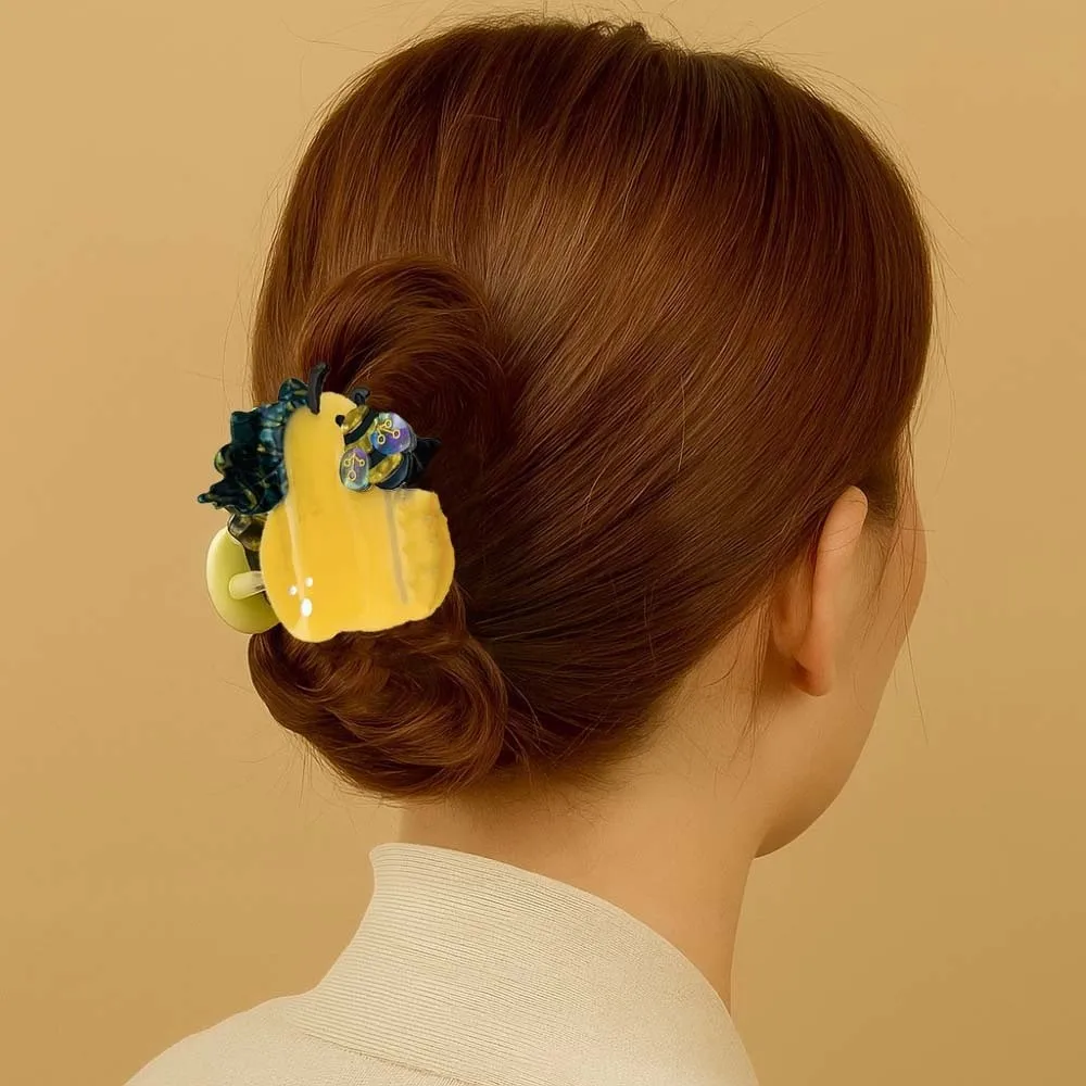 Clip impermeable de abeja, pera y tiburón, dulce estilo coreano, garra para el pelo de ácido acético, horquillas de acetato acrílico, soporte para cola de caballo