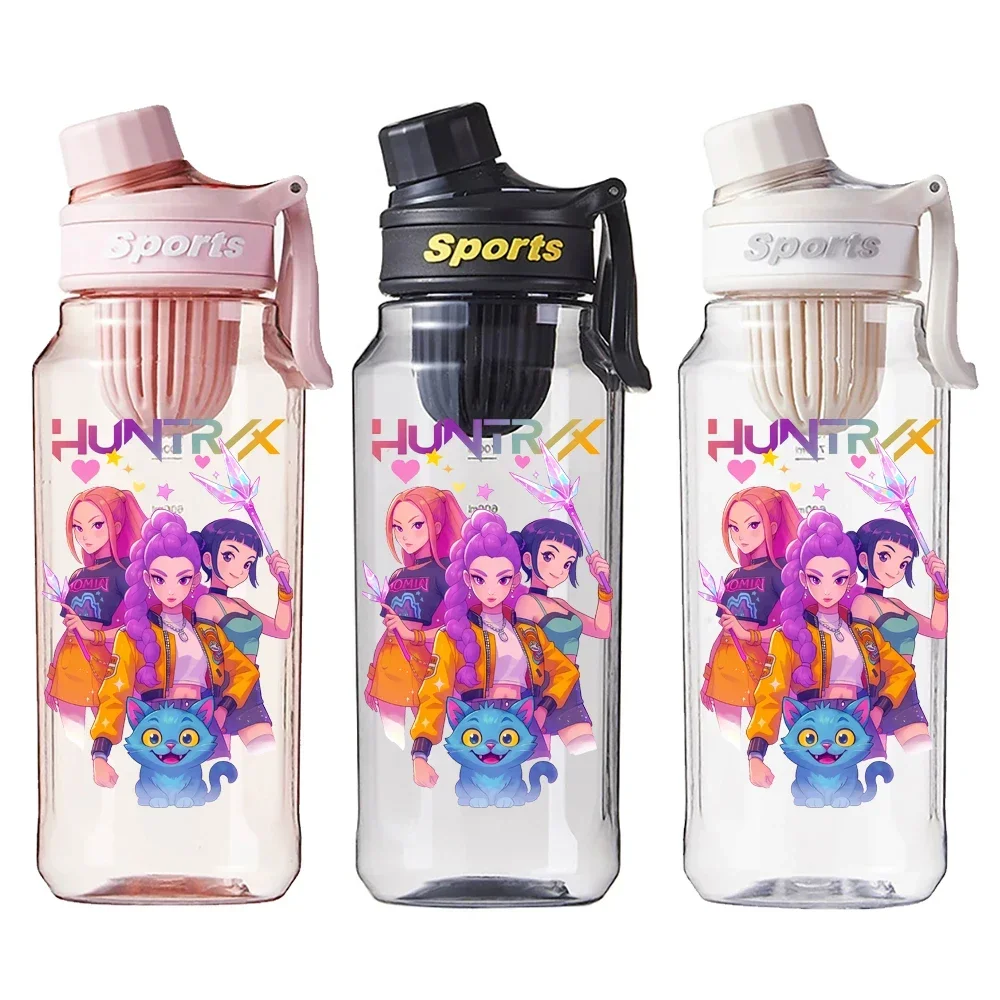 750ML 케이팝 데몬 헌터즈 사자 보이즈 타이거 물병 누수 방지 학교 체육관 여행 러닝 하이킹 타임 마커 베스트 셀러