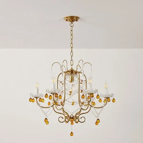 French crystal chandelier romantic medieval court bedroom European designer window dining room living room candle crystal lamp