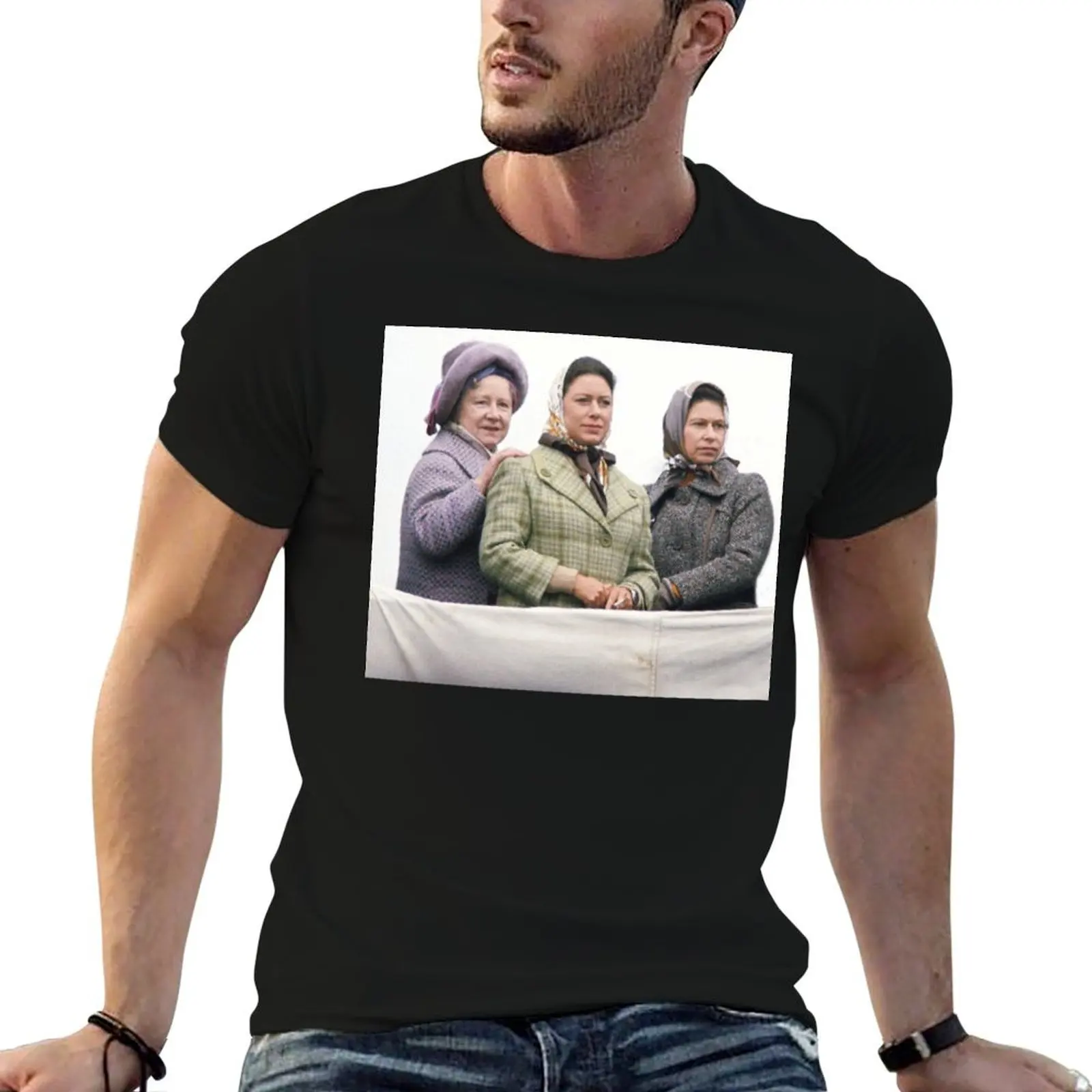 

HM Queen Elizabeth, The Queen Mother and HRH Princess Margaret T-Shirt t shirt man luxury cotton tshirt 100% T-Shirt