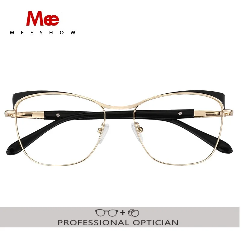 Meeshow prescription glasses Square Alloy Women Girls Vintage Fashion Myopia eyeglasses Wide size frame Optical Customized6921