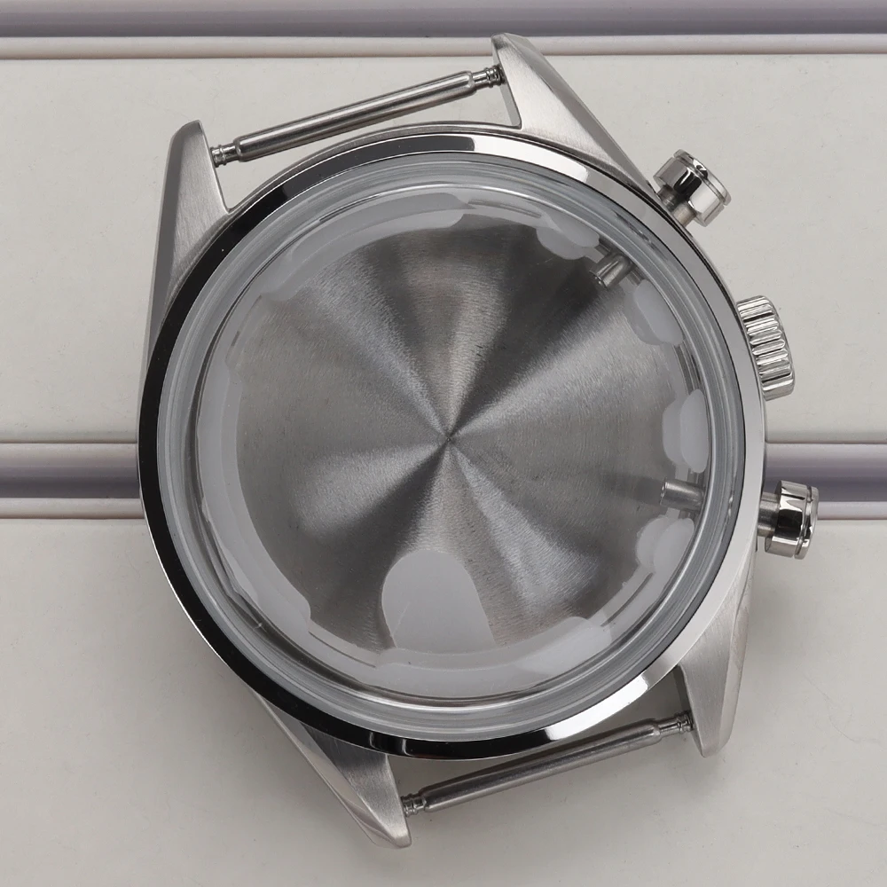 42mm Watch Case VK63 Cases Domed Sapphire Crystal Watch Accessories for VK63 Timing Quartz Movement Assemble Replace Case Parts